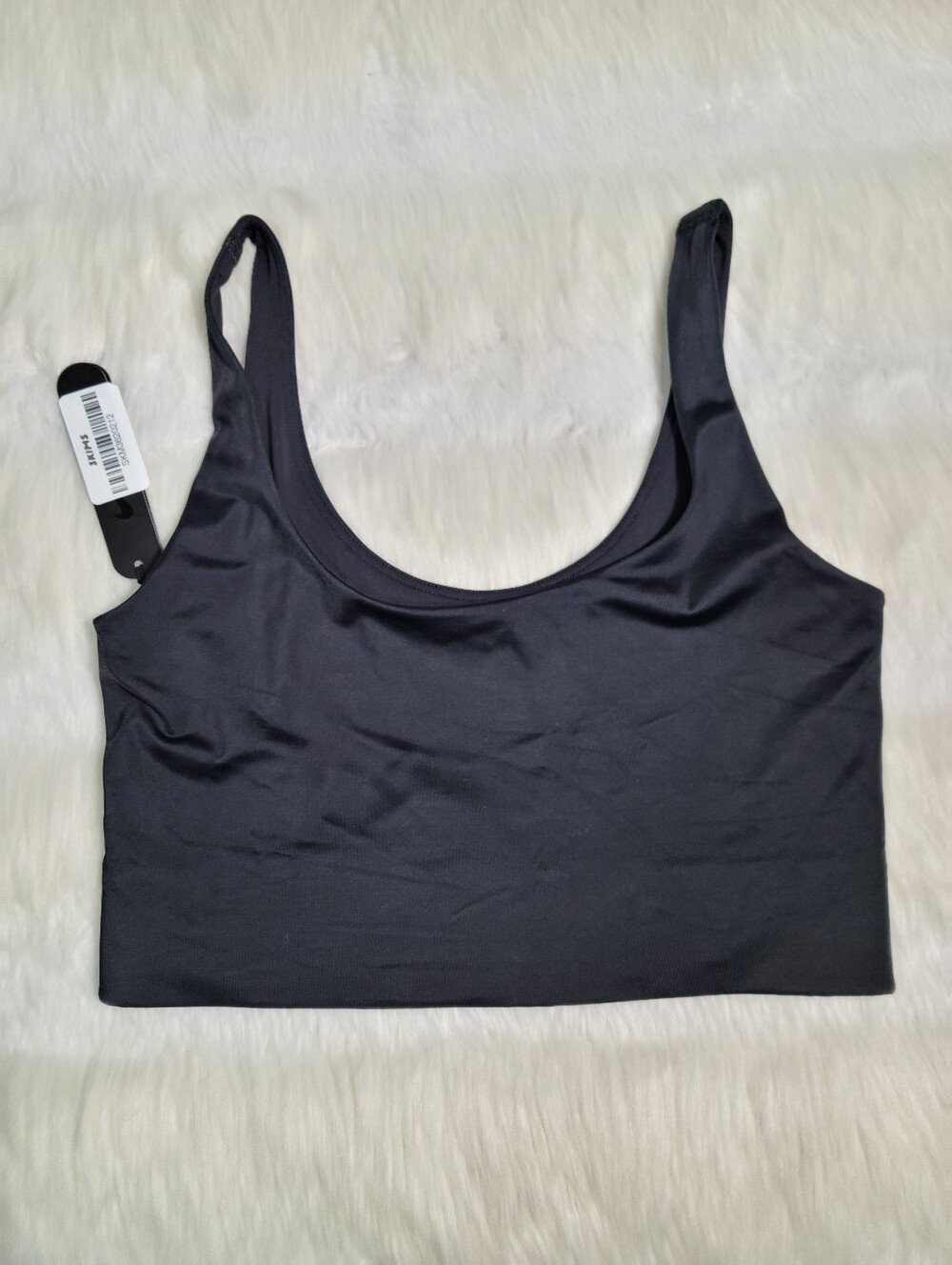 Nike SKIMS Shine Scoop Neck Longline Bra Black Obsidian Women XS NEW